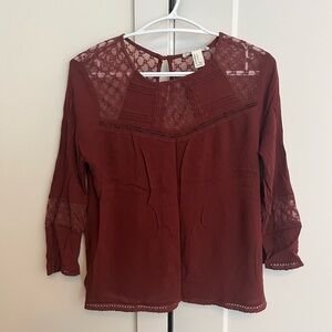 Forever 21 Burgundy Lace Blouse